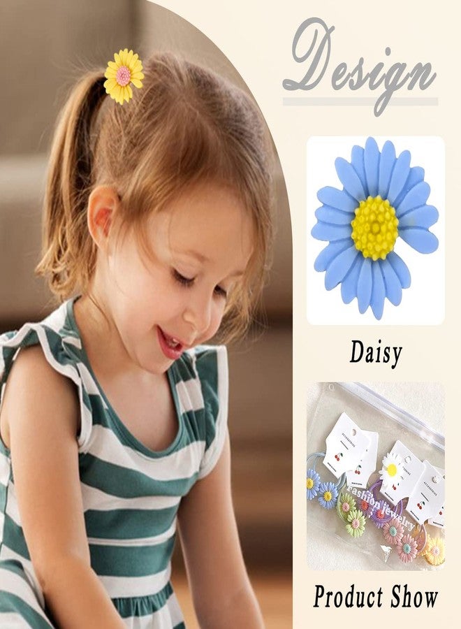 توتلوكس ربطات شعر مطاطية صغيرة على شكل زهرة الأقحوان، ربطات شعر مطاطية ناعمة، حامل ذيل حصان، حبال شعر ملونة مزينة بالزهور، إكسسوارات شعر لا تسبب تلف الشعر للأطفال الصغار والفتيات والنساء، 10 قطع - Image 2