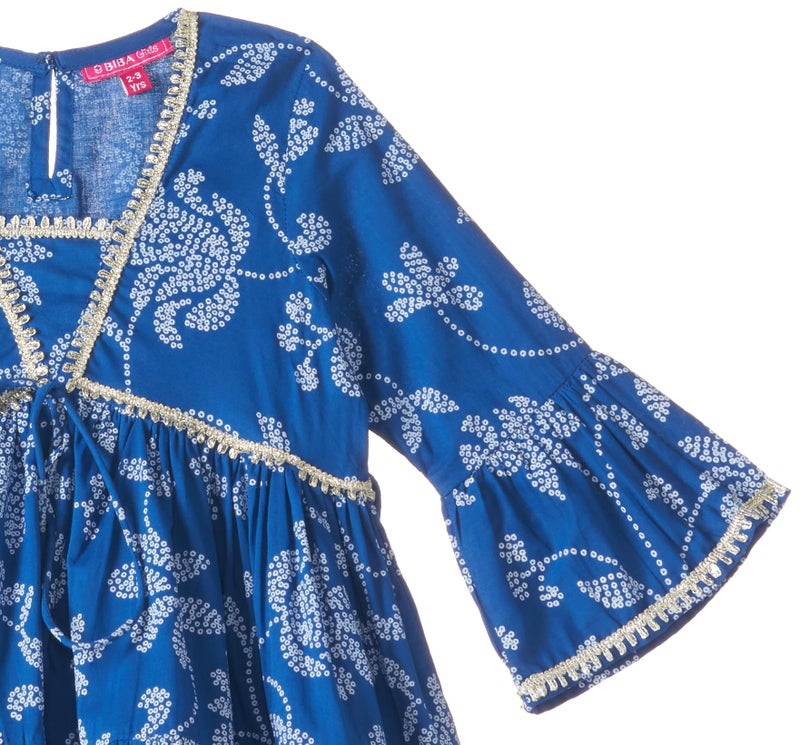 Biba Girls Blue Cotton Tiered Suit Set_8-9 Year - Image 3