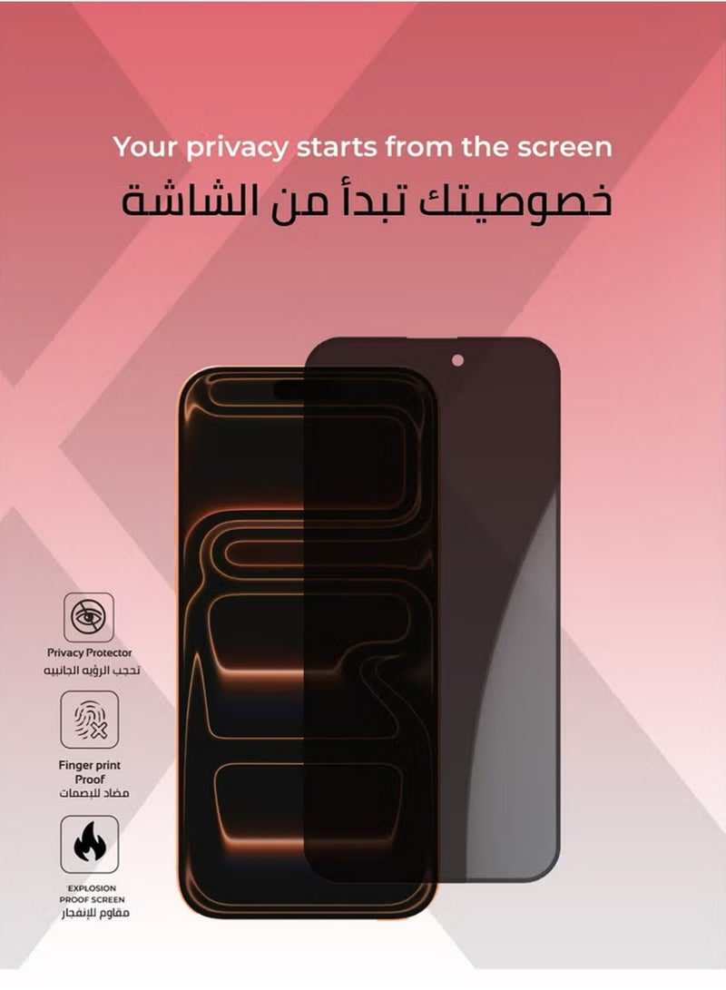 PULUZ 3-in-1 protection package for iPhone 17 Pro Max - anti-yellowing clear case, shatter-resistant privacy screen protection, high-definition camera lens protection. - Image 2