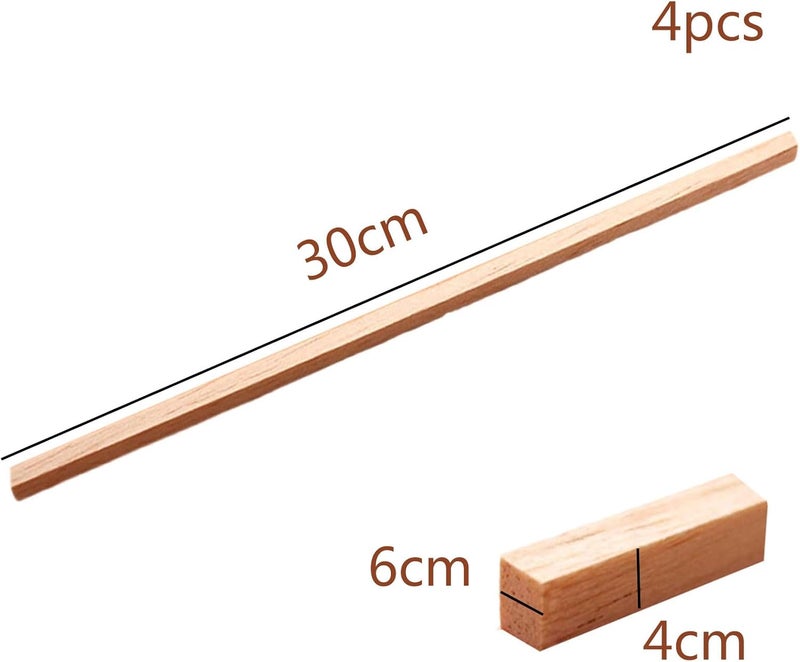 Square Wood Dowels， Unfinished Pine Wood Sticks,Long Dowel Strips Wood Sticks,30Cm Length,4 Pack,4-6Cm Thickness,(4x6cm) - Image 2