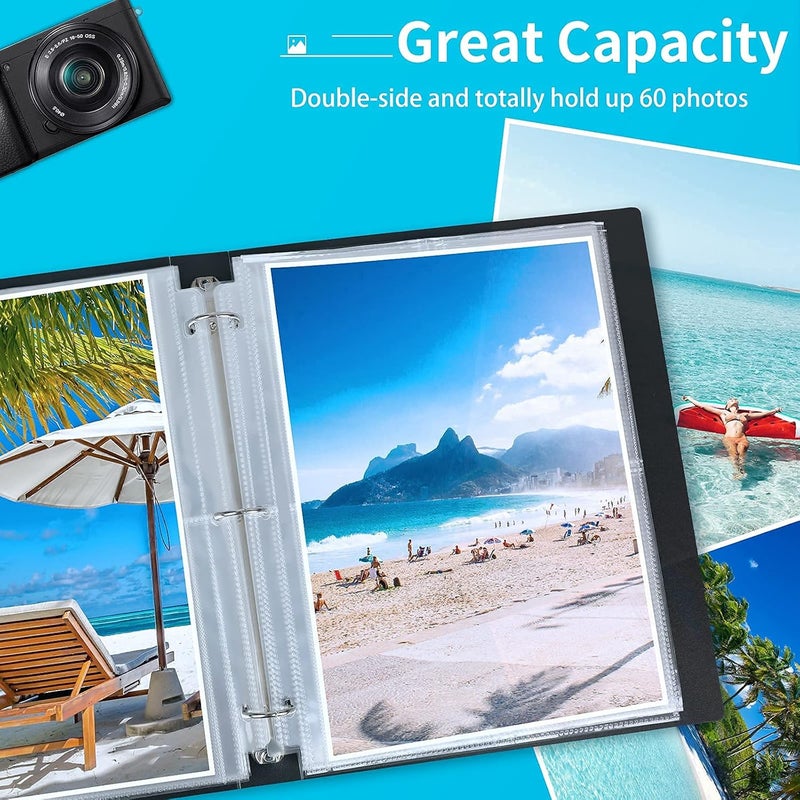 Fabmaker 30 Pack Photo Sleeves for 3 Ring Binder - (8x10, for 60 Photos), Archival Page Protectors, Clear Plastic Album Refill Pages, Postcard Sleeves, Acid-Free - Image 3