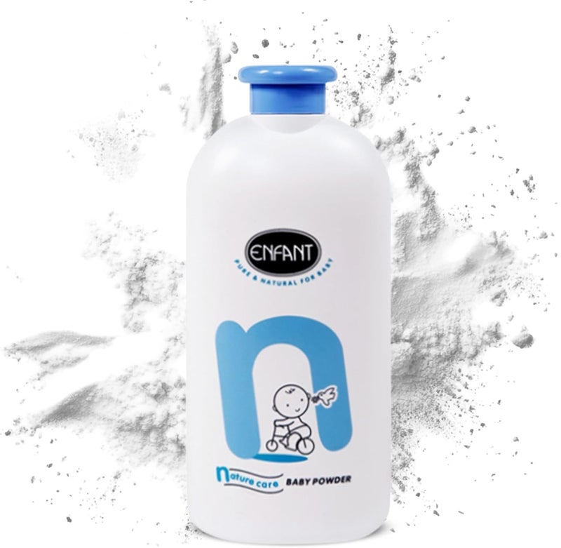 إنفانت بودرة ENFANT Natural Care للأطفال – بودرة تلك 400 جم، تهدئ وترطب بشرة الطفل، برائحة منعشة ولطيفة، تمتص الرطوبة، تساعد على الوقاية من الطفح الجلدي، مختبرة جلدياً، وآمنة منذ الولادة. - Image 1