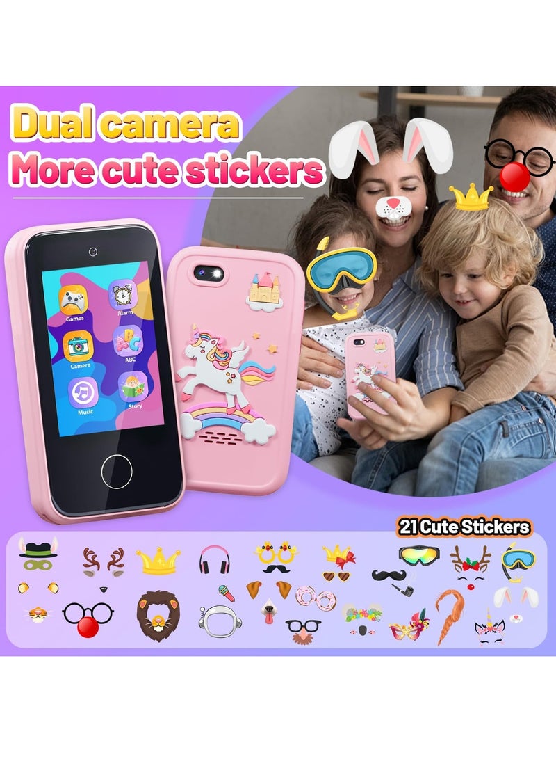 Kids Smart Phone Toys for Girls Ages 3-7 with Dual Camera - Toddler Phone Toys with Learning Games, Travel Toys with MP3 Music Player for Birthday Gifts for 3 4 5 6 7 Year Old Kids - Image 3