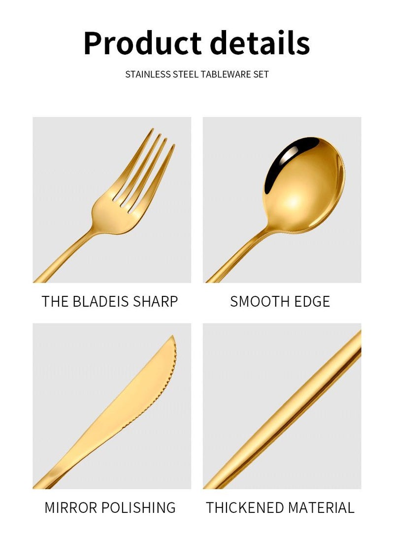 general 30-Piece Knife Fork Spoon Full Set Gold - Image 2