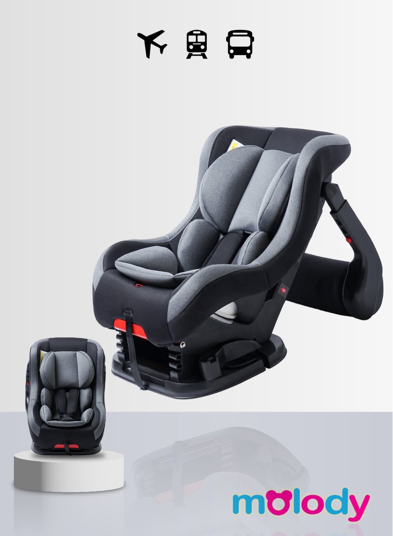 مولودي كرسي سيارة للأطفال مولودي قابل للتحويل من 0-4 سنوات بمقبض أمان أمامي ووضعيات استلقاء- أسود - Image 1