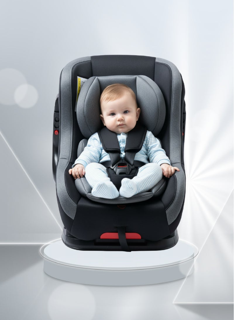 مولودي كرسي سيارة للأطفال مولودي قابل للتحويل من 0-4 سنوات بمقبض أمان أمامي ووضعيات استلقاء- أسود - Image 2