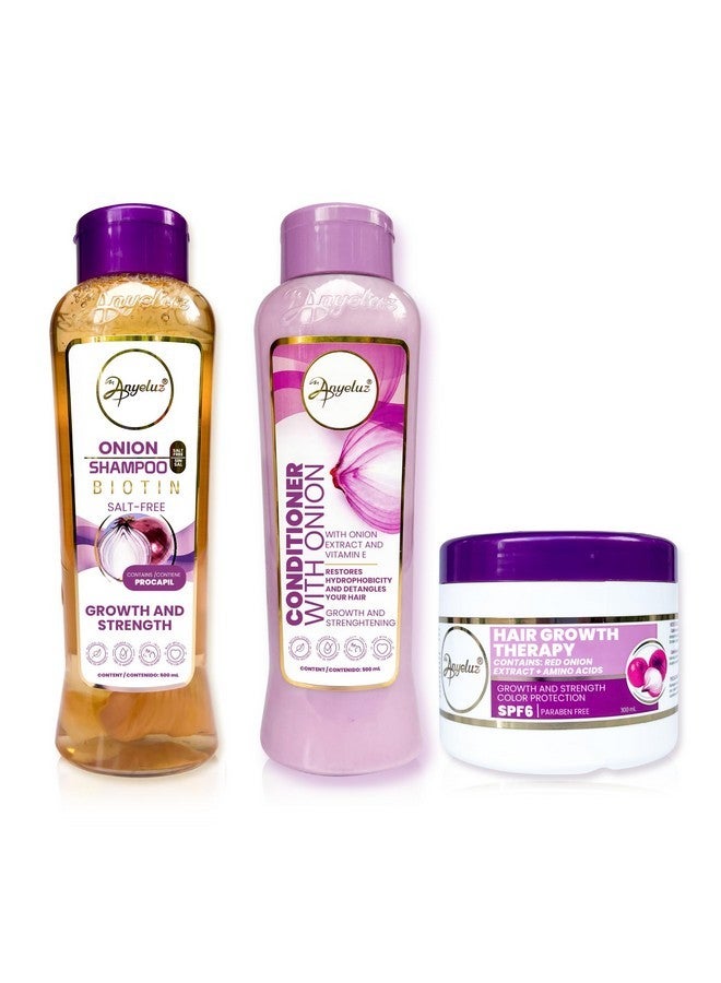 ANYELUZ ANYELUZ Onion Shampoo, Conditioner and Hair Mask set, with Onion Extract and Vitamin E, Cleanses and Reduces Oiliness, for all Hair Types  - Image 1