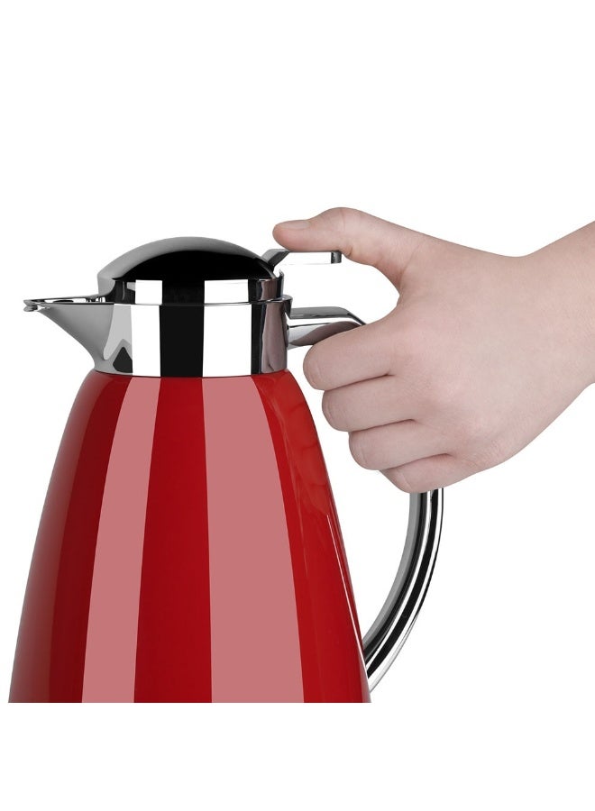 EMSA Campo Stainless Steel Thermal Carafe with Glass Liner 1L – Red Premium Insulated Coffee & Tea Serving Jug for Hot & Cold Beverages – Made in Germany - Image 3