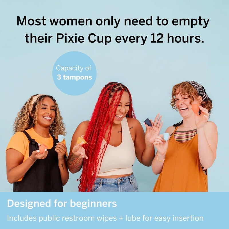 Pixie Cup Pixie Menstrual Cup - No Metals or Toxins - 100% Medical-Grade Silicone - Ranked 1 for The Most Soft Reusable Period Cup - Wear 12 Hours - Tampon Alternative - Buy One We Give One (XS) - Image 4