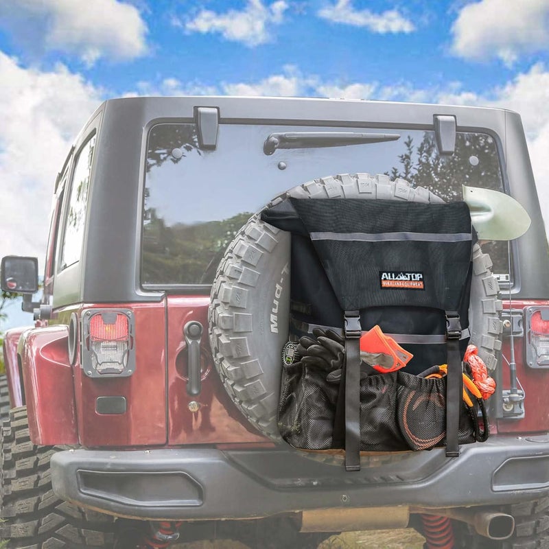 ALL-TOP ALLTOP Spare Tire Trash Bag Heavy Duty Truck Tailgate Trash Bag Cargo Storage Bag for Jeep Truck SUV or Car Fit up to 40 Tire Carbon Black 