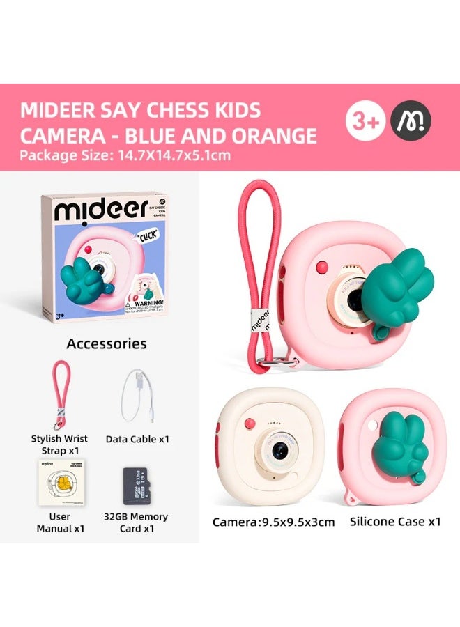MiDeer Say Cheese Kids Camera for Children – Digital Toy Camera with 32GB Memory Card, Silicone Protective Case, Wrist Strap & USB Cable, Fun Educational Photography Toy for Kids Age 3+ (Green & Pink) - Image 3