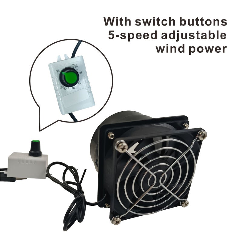 Industrial Diy Exhaust Fan Kit Small 5 Speed Adjustable Usb Fan With 1 Meter 5 Row Exhaust Pipe And Fixed Handle Type Hose Clamp Suitable For Workshop Indoor Exhaust Ventilation And Smoke Extraction Electric Fan With Smoke Pipe Hose Clamp Set - Image 3