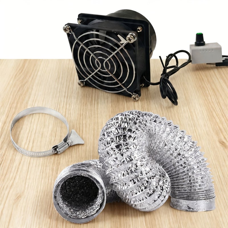 Industrial Diy Exhaust Fan Kit Small 5 Speed Adjustable Usb Fan With 1 Meter 5 Row Exhaust Pipe And Fixed Handle Type Hose Clamp Suitable For Workshop Indoor Exhaust Ventilation And Smoke Extraction Electric Fan With Smoke Pipe Hose Clamp Set - Image 2