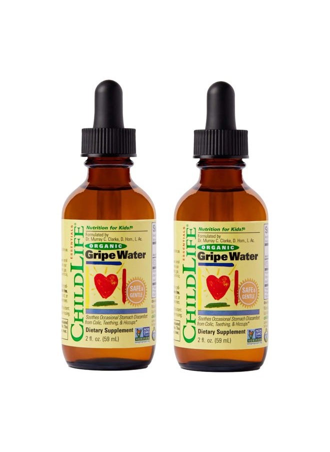 CHILDLIFE ESSENTIALS Organic Gripe Water for Babies - Gripe Water Newborn, Gas Drops for Newborns, Baby Drops for Gas & Colic Relief, Infant Gas Relief with Ginger, Fennel, Dill - 2 Fl Oz (Pack of 2)  - Image 1