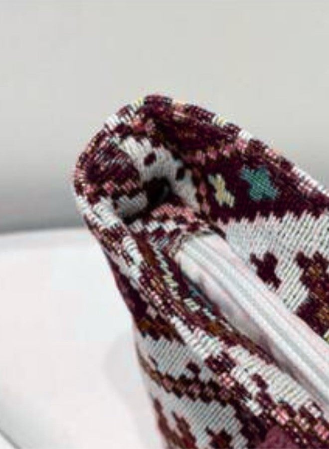LIKE STYLE Trendy Jute Tote Bag for Women | Ethnic Pattern with Secure Zipper Closure (Maroon) - Image 4