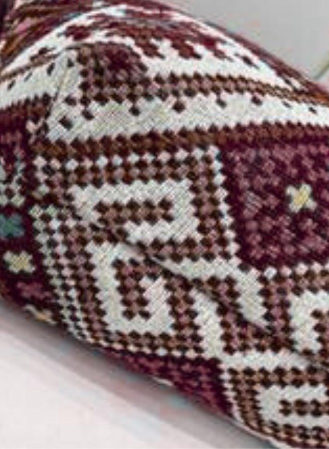 LIKE STYLE Trendy Jute Tote Bag for Women | Ethnic Pattern with Secure Zipper Closure (Maroon) - Image 5