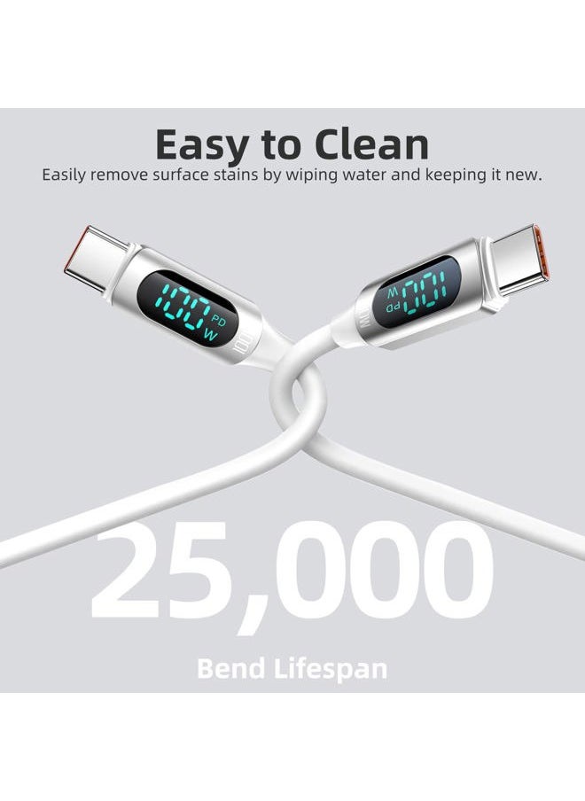 toocki - 6.6FT 100W USB C to USB C Cable 2Pack Silicone USB C Cable 5A USB Type C Fast Charging Cable with LED Display for Samsung Galaxy A54 A44 A34 A24 A14 - Image 1