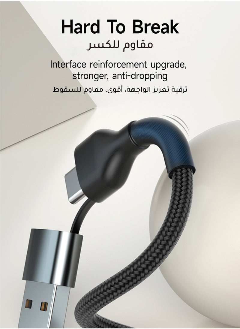 AL-WAHA AL-ZHABIA - 18W 2.0A 6-in-1 Universal Fast Charging Cable | Compatible with iPhone 15 Pro Max/Samsung S24 Ultra/Huawei Mate 60 | Heat-Resistant Nylon Braided Cord for PS5, iPad, Tablets & Smartwatches (Black) - Image 1