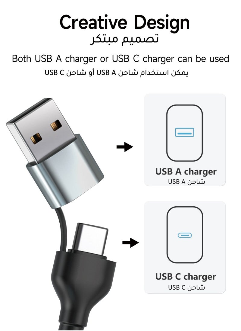 AL-WAHA AL-ZHABIA - 18W 2.0A 6-in-1 Universal Fast Charging Cable | Compatible with iPhone 15 Pro Max/Samsung S24 Ultra/Huawei Mate 60 | Heat-Resistant Nylon Braided Cord for PS5, iPad, Tablets & Smartwatches (Black) - Image 1