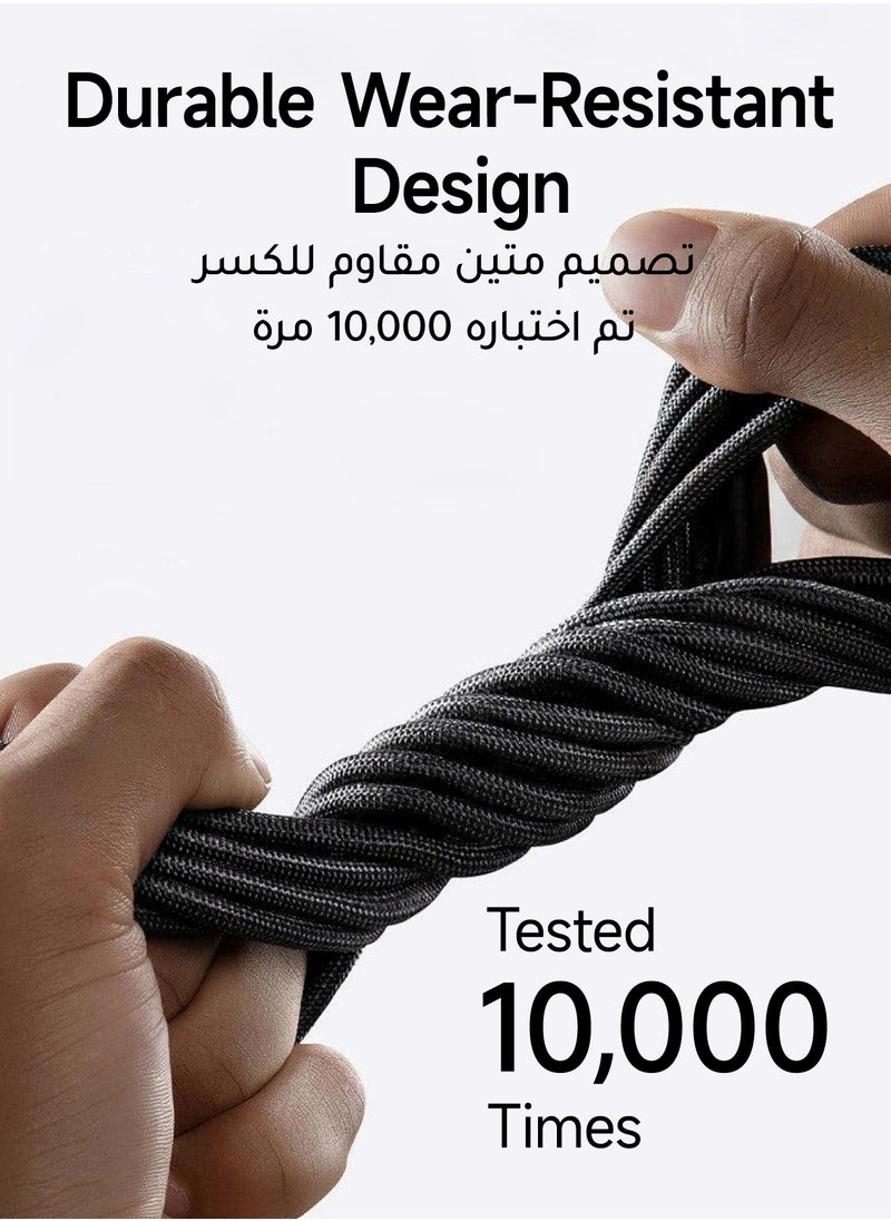AL-WAHA AL-ZHABIA - 18W 2.0A 6-in-1 Universal Fast Charging Cable | Compatible with iPhone 15 Pro Max/Samsung S24 Ultra/Huawei Mate 60 | Heat-Resistant Nylon Braided Cord for PS5, iPad, Tablets & Smartwatches (Black) - Image 1