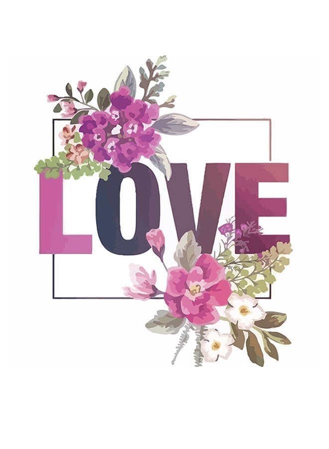 RYN Love Themed Wall Art Pink/Green/White 30x30cm - Image 1