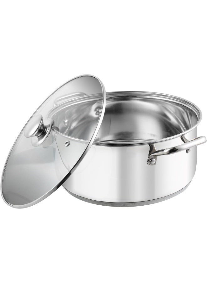 VINOD Stainless Steel Roma Casserole with Glass Lid & Riveted Handles-Diameter 18 cm, Capacity 2.2 Litre (Induction and Gas Stove Friendly), Silver - Image 1
