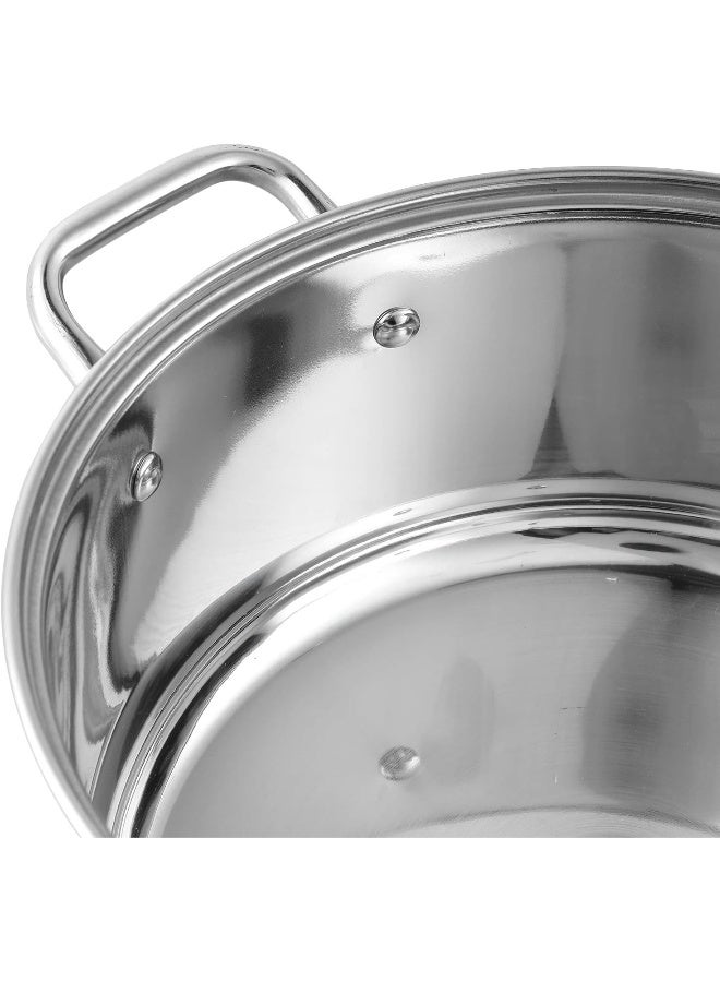 VINOD Stainless Steel Roma Casserole with Glass Lid & Riveted Handles-Diameter 18 cm, Capacity 2.2 Litre (Induction and Gas Stove Friendly), Silver - Image 3