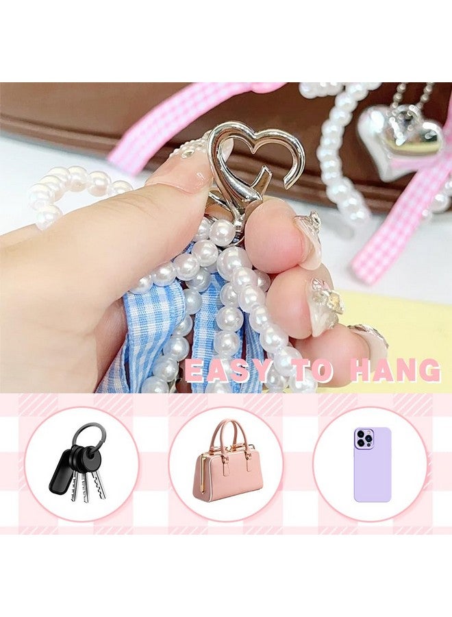 ZORBES¬Æ 2Pcs Pearl Bow Charms Ribbon Bow Bag Charms Keychain Sweetly Stylish Beading Decorative Bag Charm Handbag Keyring Phone Sling Strap - Image 4