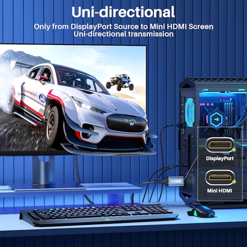 LDLrui DisplayPort to Mini HDMI Cable 5FT,UHD 3840P/4K@60Hz DP to Mini HDMI Uni-Directional Cord (Nylon - Bend Resistant) for Desktop, Laptop, Portable Monitor,AMD, NVIDIA, ARZOPA, Projector,Mini PC - Image 5