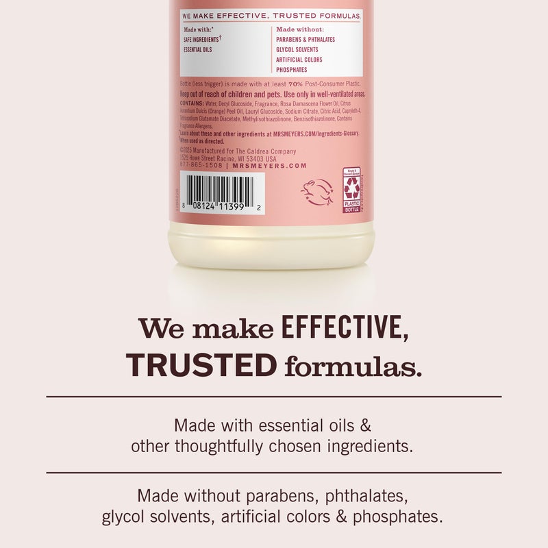 MRS. MEYER'S CLEAN DAY Multi-Surface Everyday Cleaner, Rose Scent, 16 Fl Oz Bottle - Image 4