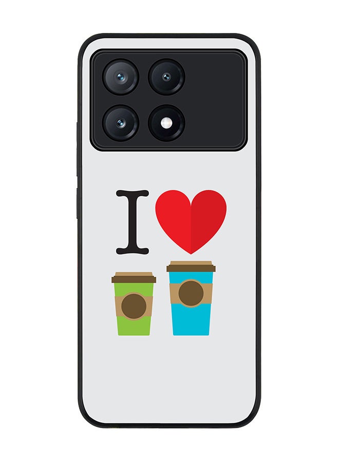 Stylizedd Rugged Black Edge Case for Xiaomi Poco X6 Pro, Slim fit Soft Case Flexible Rubber Edges Anti Drop TPU Gel Thin Cover -  I Love Coffee - Image 1