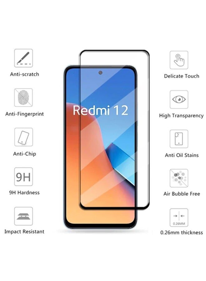 Full Screen Tempered Glass Screen Protector For Xiaomi Redmi 12 - Black - Image 2