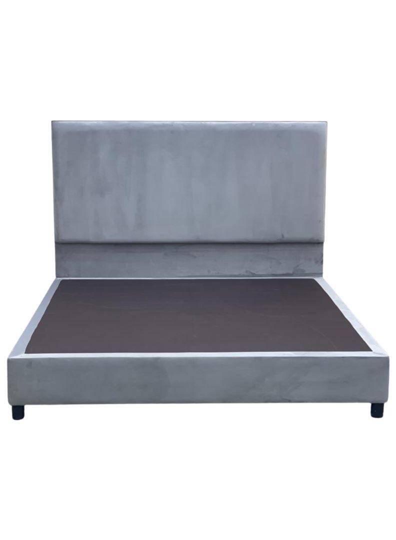 سرير مخملي منجد رمادي 200×120×23 سم