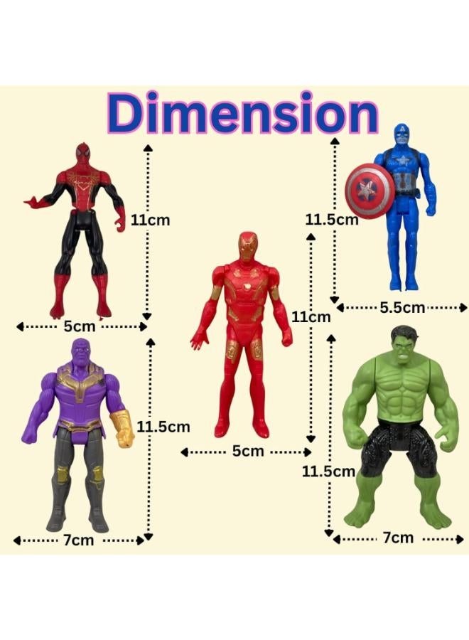 Avengers Toy Set of 5 Super Heroes – Marvel Action Figures Play Set | Captain America, Iron Man, Spider-Man, Hulk & Thanos | Infinity War & Endgame Collectible Model Dolls | Best Birthday Gift for Boys & Kids 3+ - Image 3