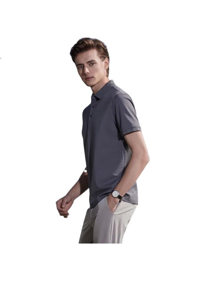 Youngor Men'S Summer Youth Men'S Business Casual Short Sleeve Polo Shirt Deep Gray S - Image 3