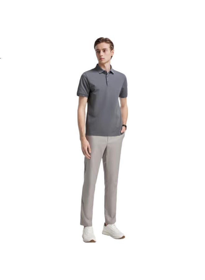 Youngor Men'S Summer Youth Men'S Business Casual Short Sleeve Polo Shirt Deep Gray S - Image 2