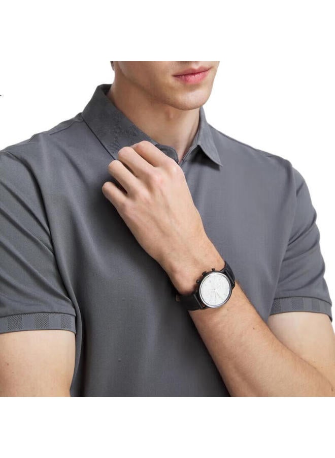 Youngor Men'S Summer Youth Men'S Business Casual Short Sleeve Polo Shirt Deep Gray S - Image 1