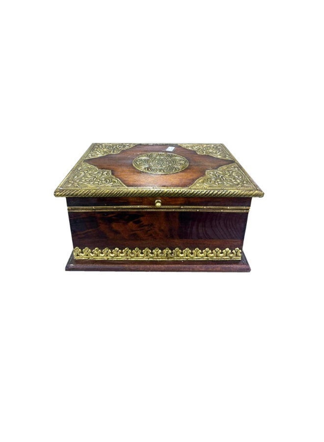 Latas Solid Wood & Brass Work Jewelry Box For Women, Wooden Jewelry Box Organizer Box Of Solid Wood For Jewelries, Watches, Necklace, Ring, Storage Box (SMALL) - Image 2