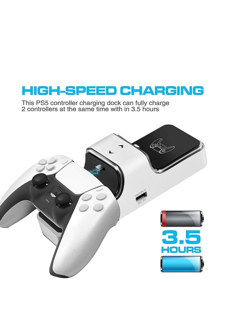 Gamepad Charger for PS5, Dual USB Type-C Fast Charging Station Dock Playstation 5, with LED Indicator, Security Chip Protection, Suitable Sony DualSense Controller