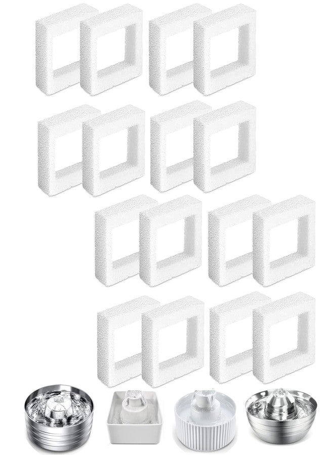 Qzbhct 16 Pack Pre-Filter Sponge Foam for Wonder Creature 360 Stainless Steel Cat Fountain Round and Square 2L/67oz Round Stainless Steel Water Pump - Image 1