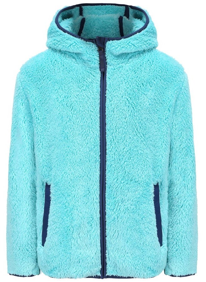 SGMWVB Girl's Jacket Kids Full Zip Ultra Soft Sherpa Fleece Hoodie Sweatshirt, Aqua, 10-12 years - Image 1