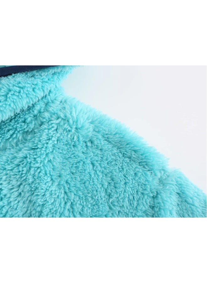SGMWVB Girl's Jacket Kids Full Zip Ultra Soft Sherpa Fleece Hoodie Sweatshirt, Aqua, 10-12 years - Image 5