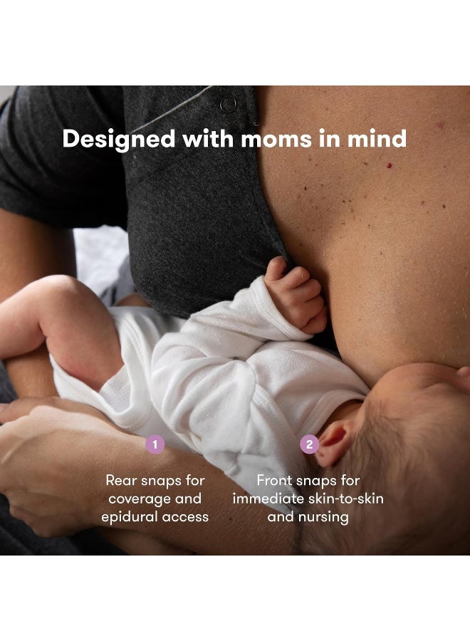 Frida Mom Delivery & Nursing Gown, Charcoal, 1 Count (Pack of 1), One Size - Image 4