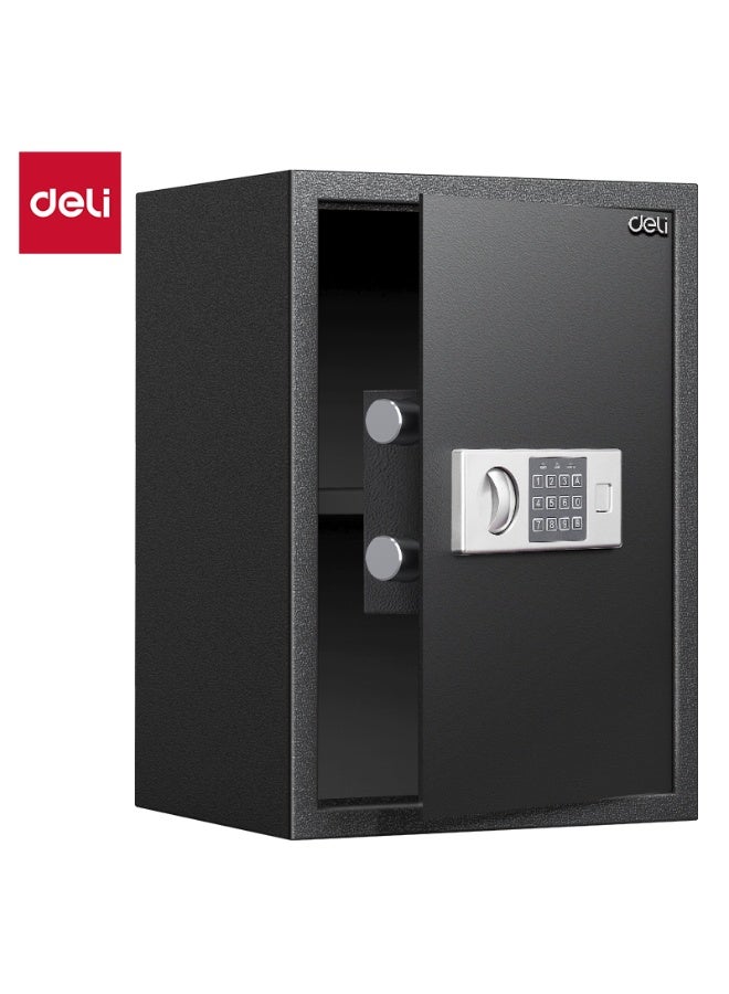 Deli Digital Safe - Dual Lock Access (Password+Key) - Carbon Alloy Steel Size(cm):50*35*31;Door/box thickness:3/1.5mm Black - Image 2