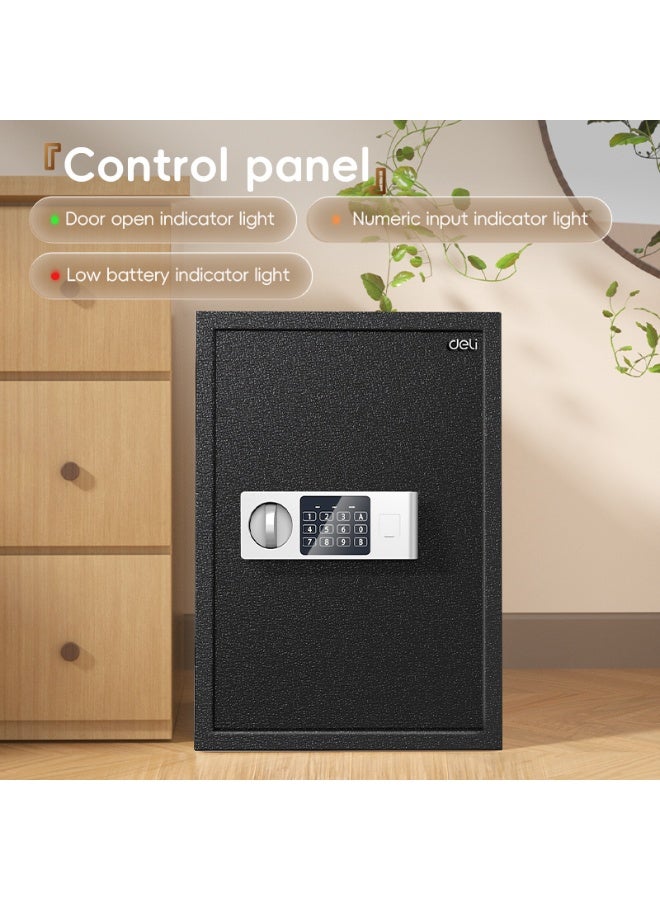 Deli Digital Safe - Dual Lock Access (Password+Key) - Carbon Alloy Steel Size(cm):50*35*31;Door/box thickness:3/1.5mm Black - Image 4