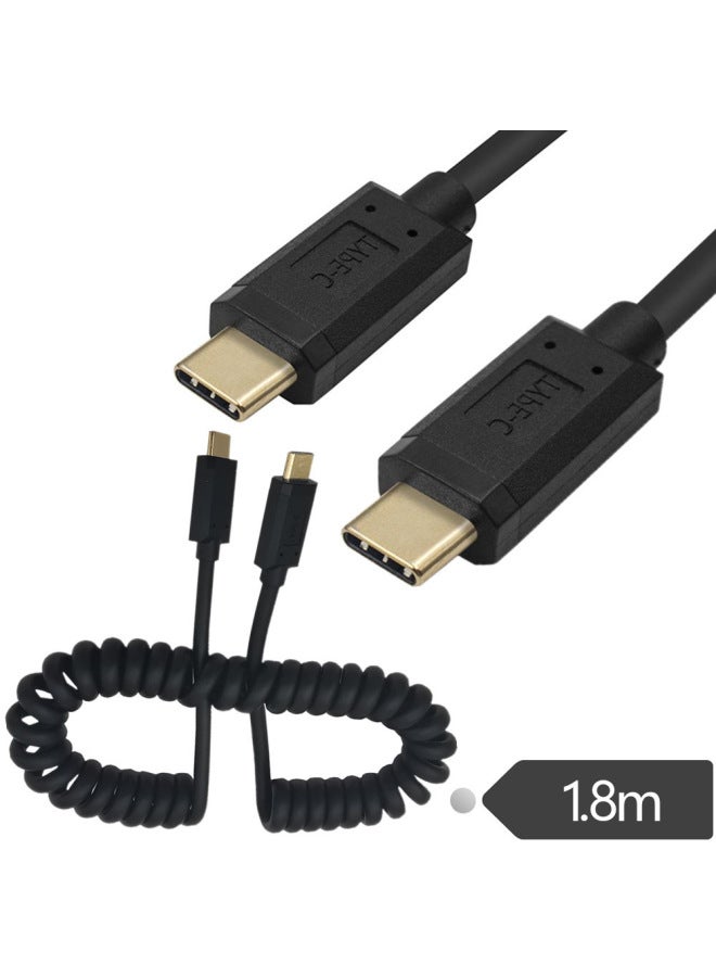 Spring Telescopic Cable 4K 60Hz With Audio And Video 3.1 Version Gold-plated Male-to-male Type-c Data Cable Charging Cable-Color:1.8 M Straight/straight - Image 1