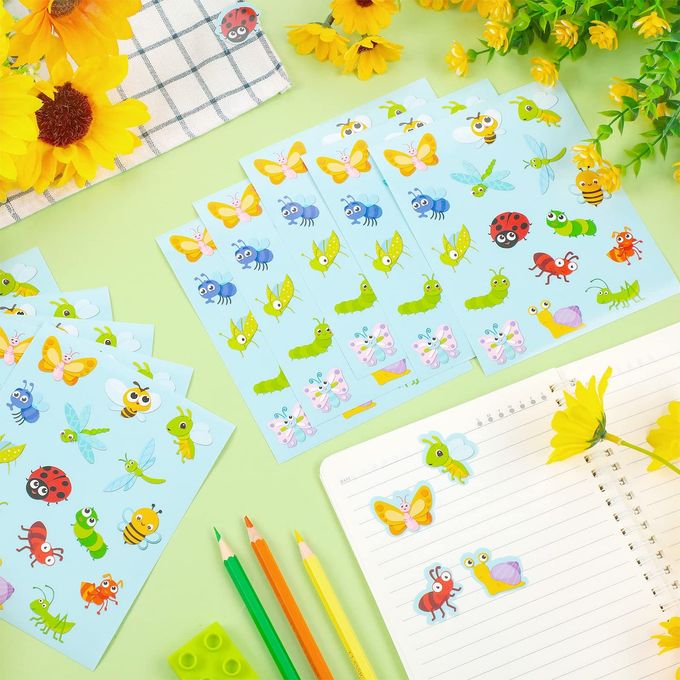 Frienda 480 Pcs Bugs Shape Stickers for Kids Bee Ladybug Spring Butterfly Dragonfly Grasshopper Ant Snail Stickers for Spring Theme Party Classroom(Insects) - Image 3