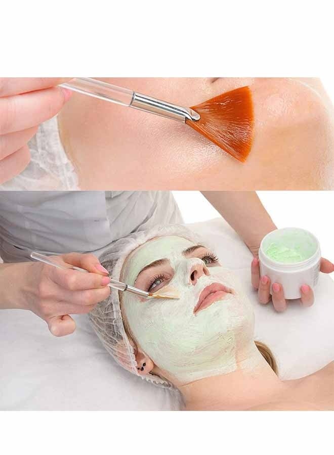 6 Pack Professional Face Mask Brush Set, White and Orange Fan Applicators, Synthetic Bristles - Image 4