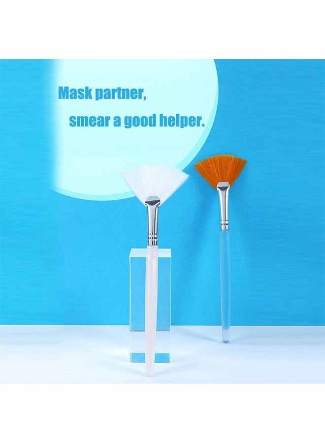 6 Pack Professional Face Mask Brush Set, White and Orange Fan Applicators, Synthetic Bristles - Image 2