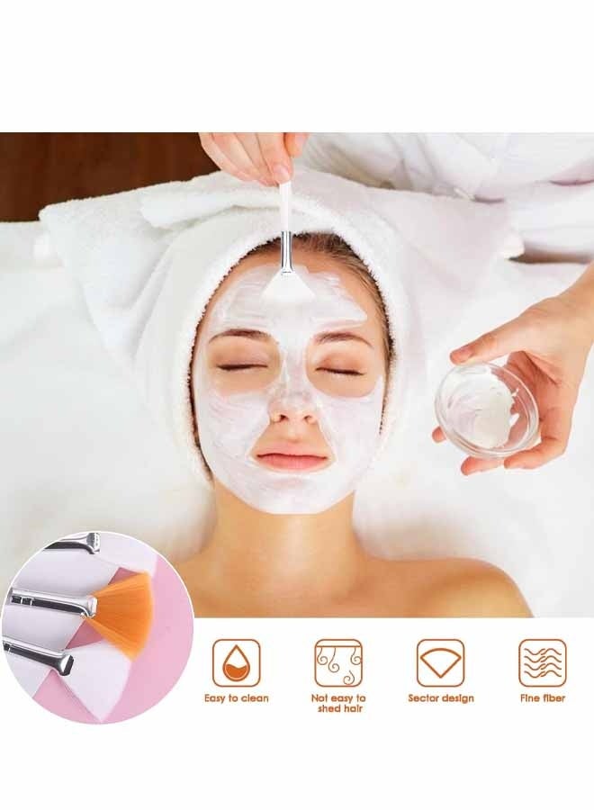6 Pack Professional Face Mask Brush Set, White and Orange Fan Applicators, Synthetic Bristles - Image 5